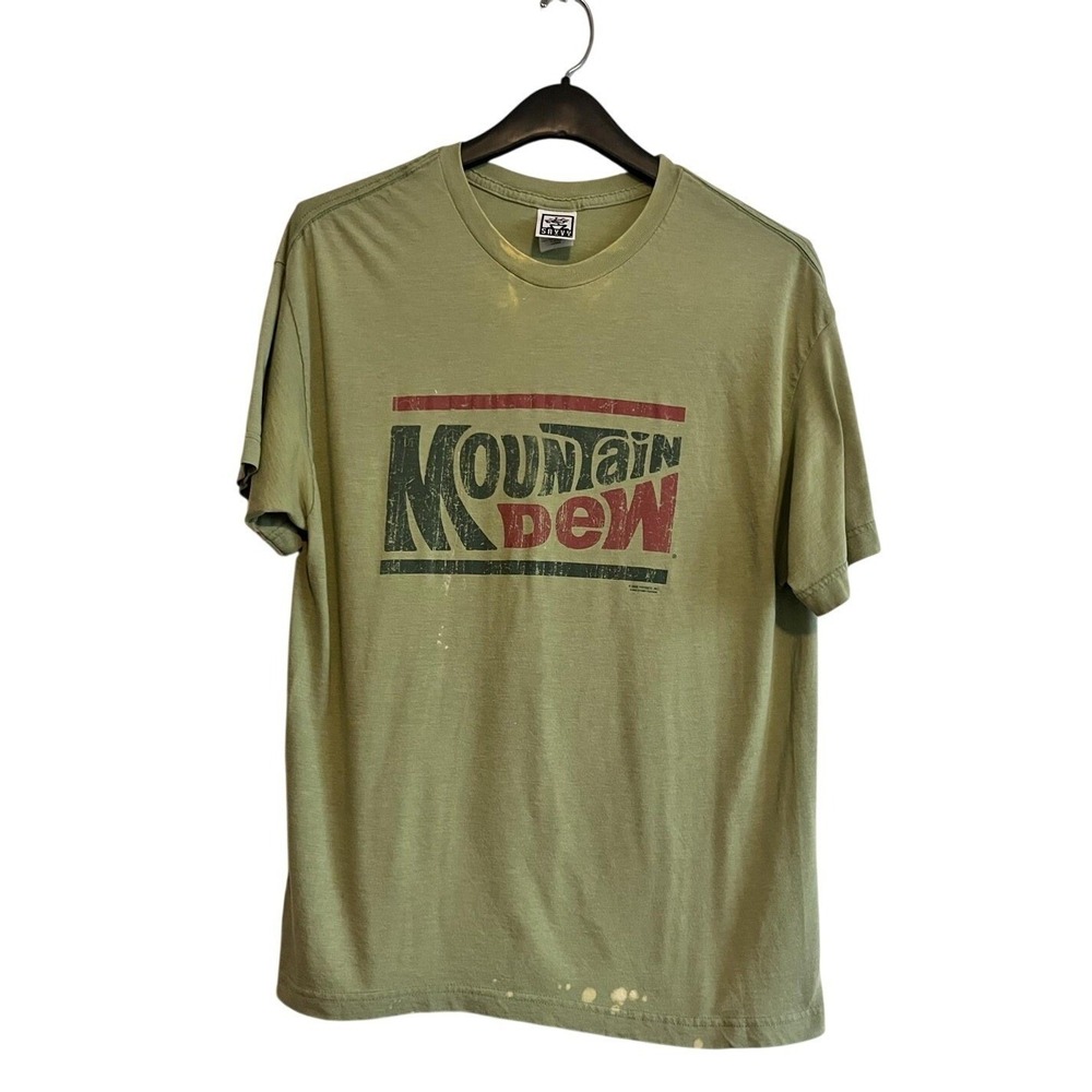 Vintage Mountain Dew Shirt Mens Large Green Soda Graphic Logo Tee Savvy 2006